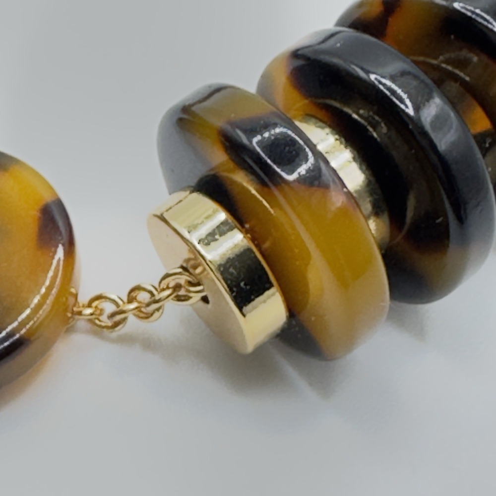 J Crew Necklace Graduated Lucite Discs Warm Tones Gold Tone Spacers On Chain 19" - Picture 10 of 12